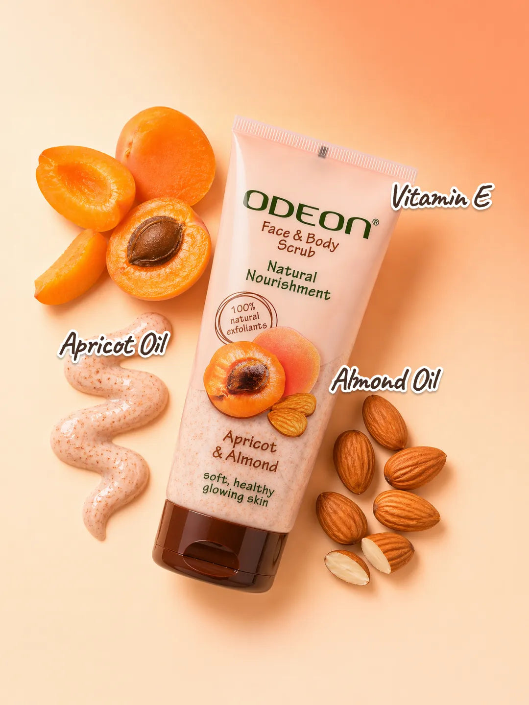 ODEON Apricot & Almond Face Scrub for Blackheads | Nourishing Vitamin Scrub | 100ml