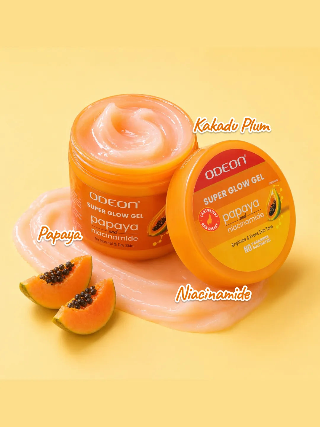 ODEON Super Glow Gel with Papaya & Niacinamide | Brightening Face Gel Moisturizer | 200ml