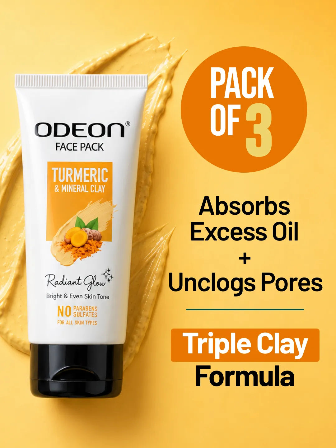 Turmeric & Mineral Clay + Niacinamide  Face Pack – Oil-Free & Visibly Brighter Skin
