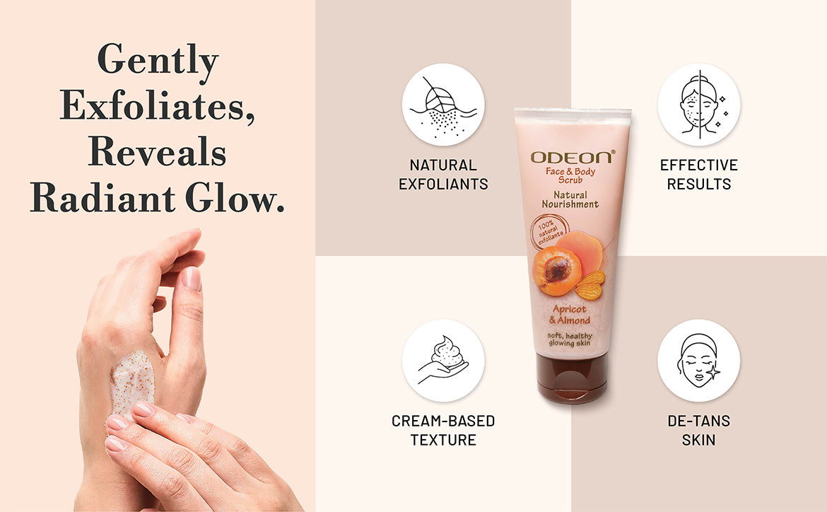 ODEON Apricot & Almond Face Scrub for Blackheads | Nourishing Vitamin Scrub | 100ml