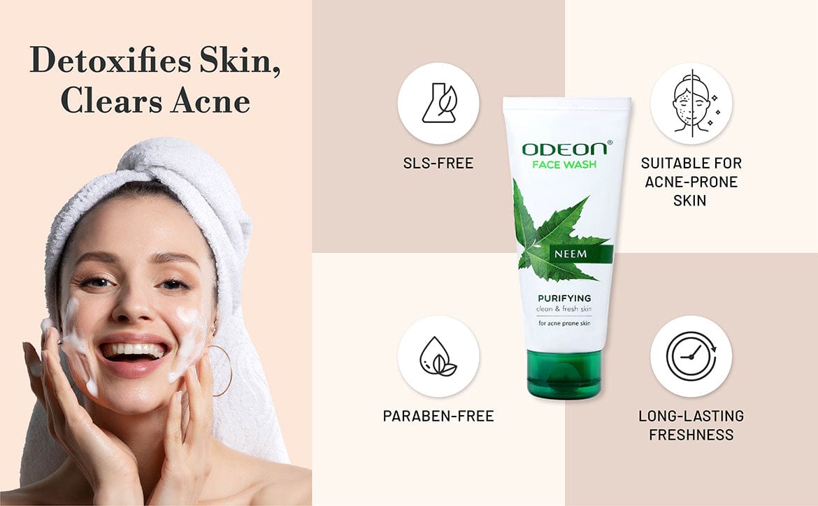 ODEON Neem Face Wash for Anti-Acne & Oil Control | Deep Cleansing Facial Cleanser | 100ml