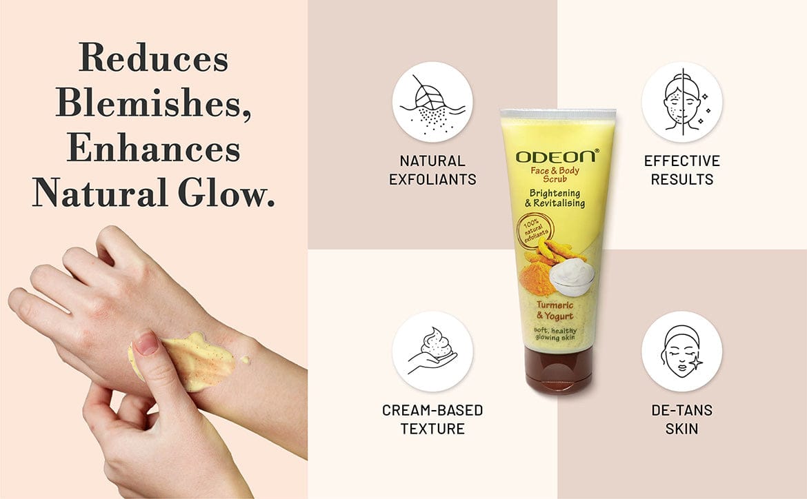 ODEON Turmeric & Yogurt Face Scrub for Dark Spots & Pigmentation | Natural Brightening Exfoliator