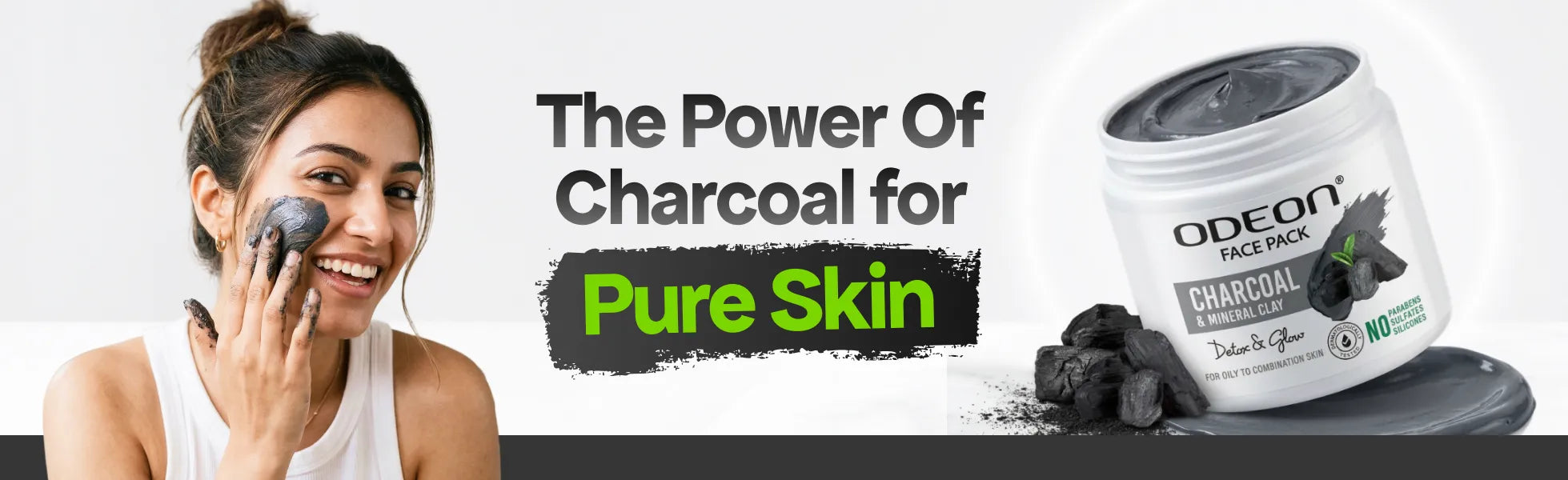 ODEON Charcoal Face Pack for Oily Skin | Oil Control & Pore Detox Clay Mask | 400ml