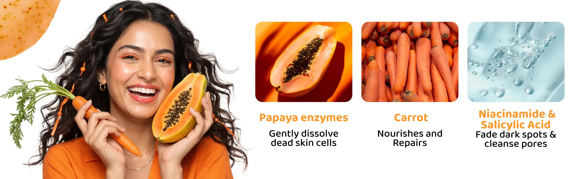 ODEON Papaya & Carrot Exfoliating Body Wash for Brightening & Even-Toned Skin | 270ml