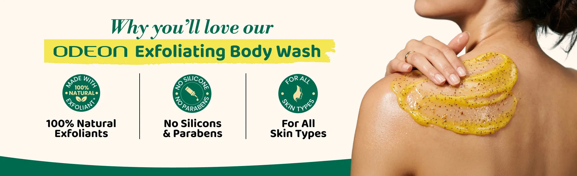 ODEON Turmeric & Aloe Vera Exfoliating Body Wash for Tan Removal & Bridal Glow | 270ml