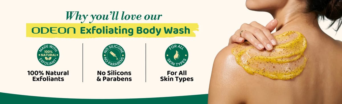 ODEON Turmeric & Aloe Vera Exfoliating Body Wash for Tan Removal & Bridal Glow | 270ml