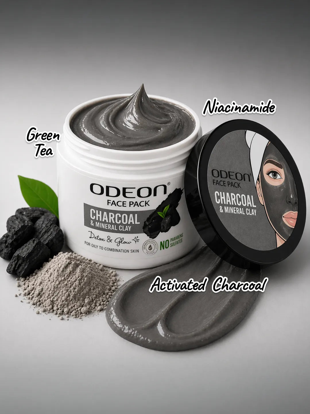 ODEON Charcoal Face Pack for Oily Skin | Oil Control & Pore Detox Clay Mask | 400ml