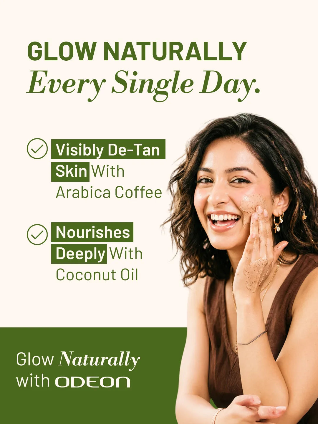ODEON Coffee & Coconut Face Scrub for De-Tan & Dull Skin | Natural Exfoliating Scrub | 100ml