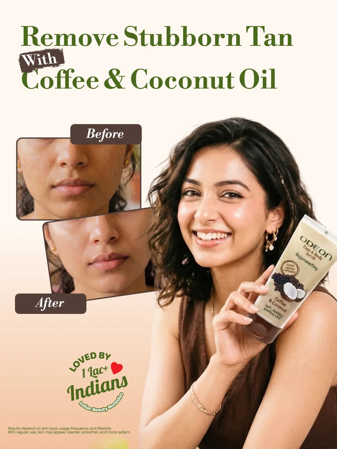 ODEON Coffee & Coconut Face Scrub for De-Tan & Dull Skin | Natural Exfoliating Scrub | 100ml