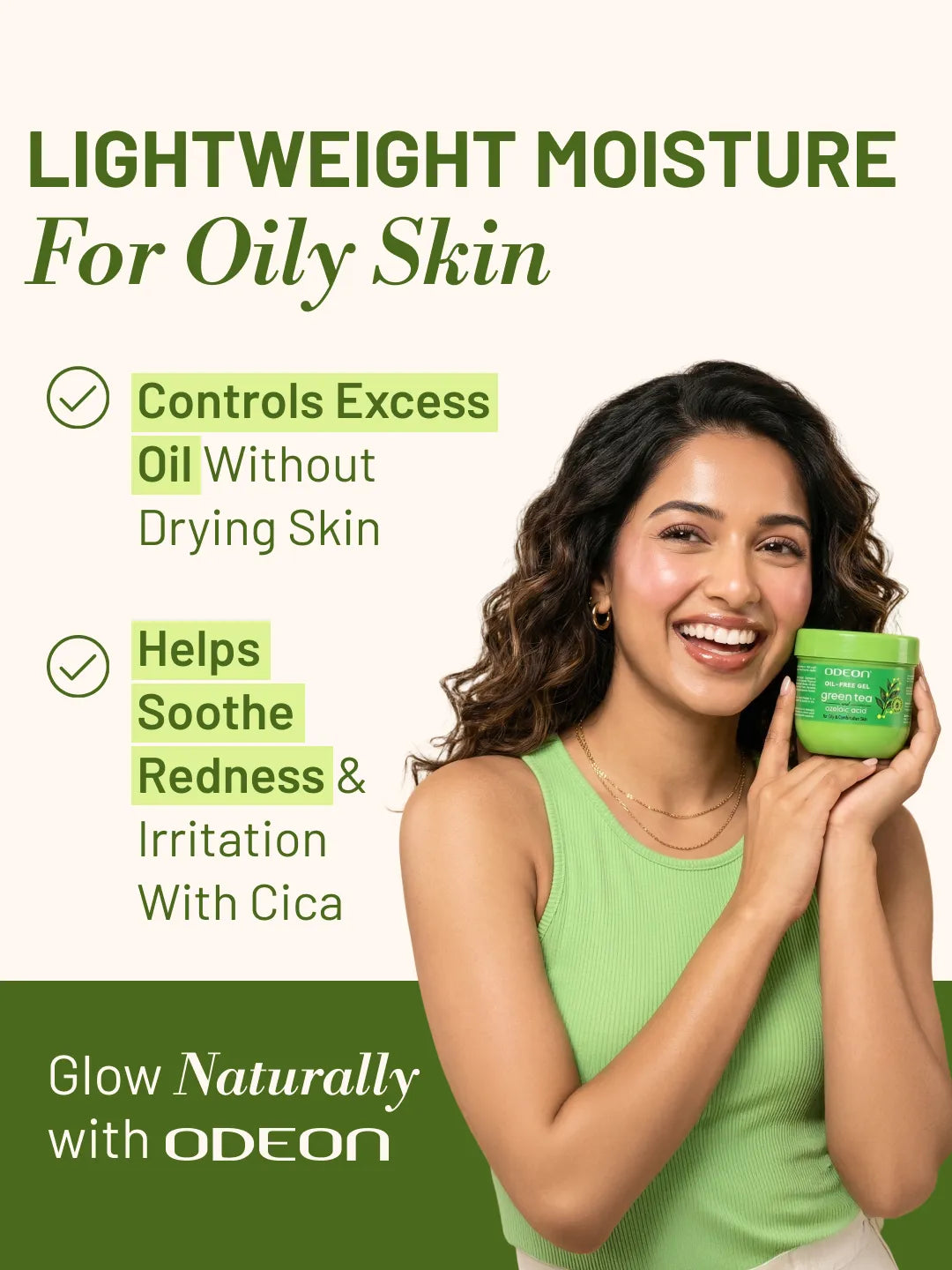 ODEON Oil Free Gel with Green Tea & Azelaic Acid | Oil Control Hydrating Gel Moisturizer | 200ml