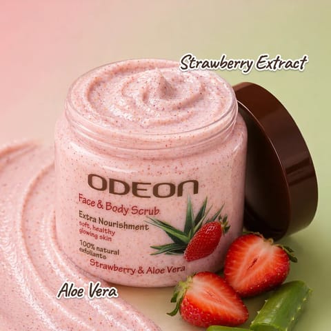 Strawberry & Aloe Vera Body Scrub โ Soothing Glow Exfoliator for Sensitive Skin