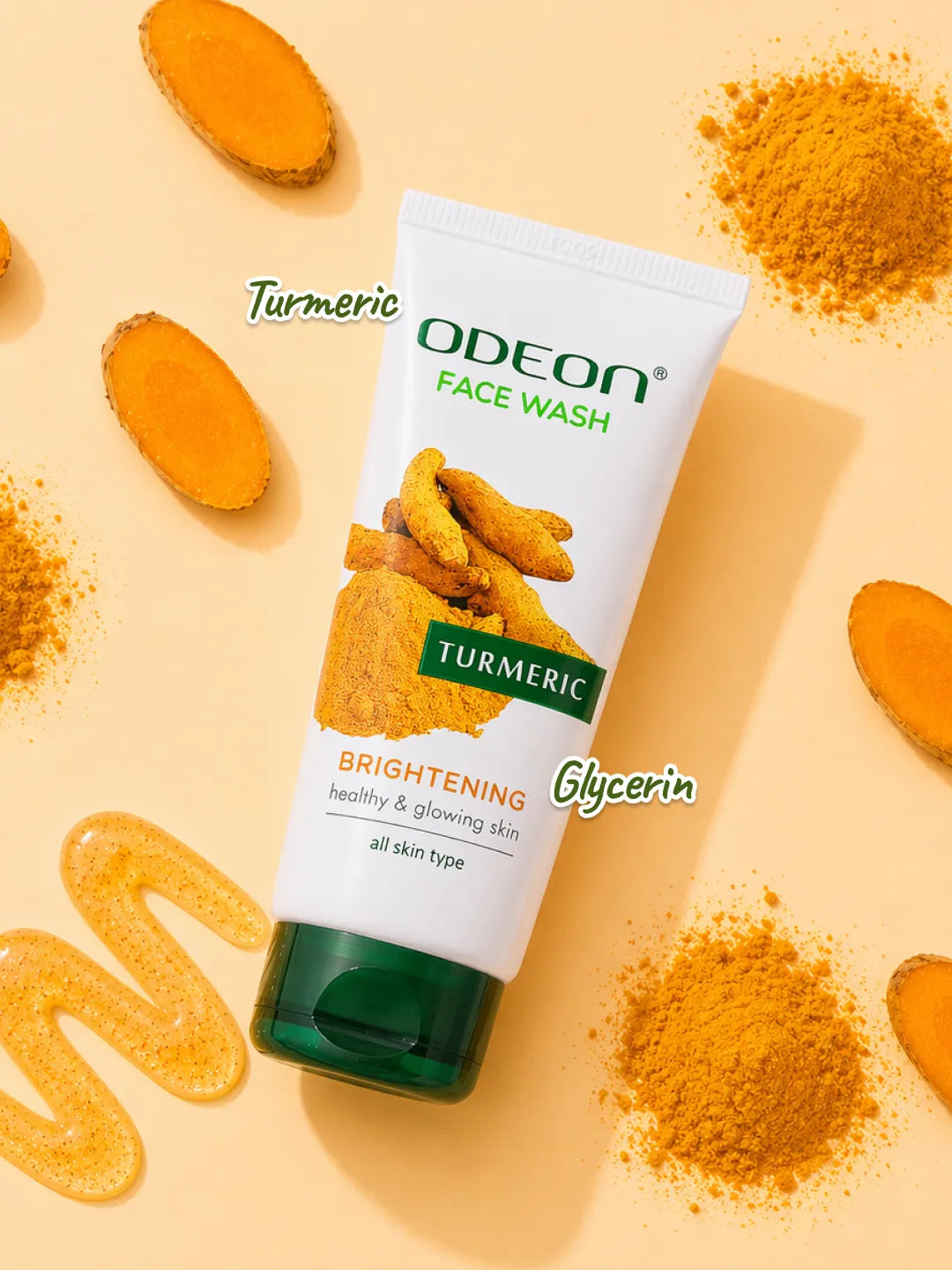 ODEON Turmeric Face Wash for Bright & Clear Skin | Gentle Daily Facial Cleanser | 100ml