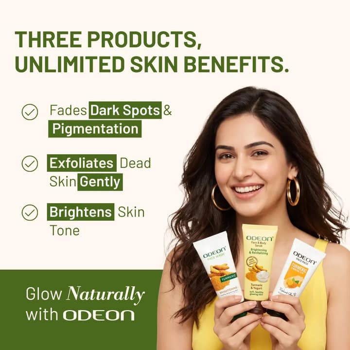 ODEON Turmeric Glow Kit - Home Facial Kit for Glowing Skin