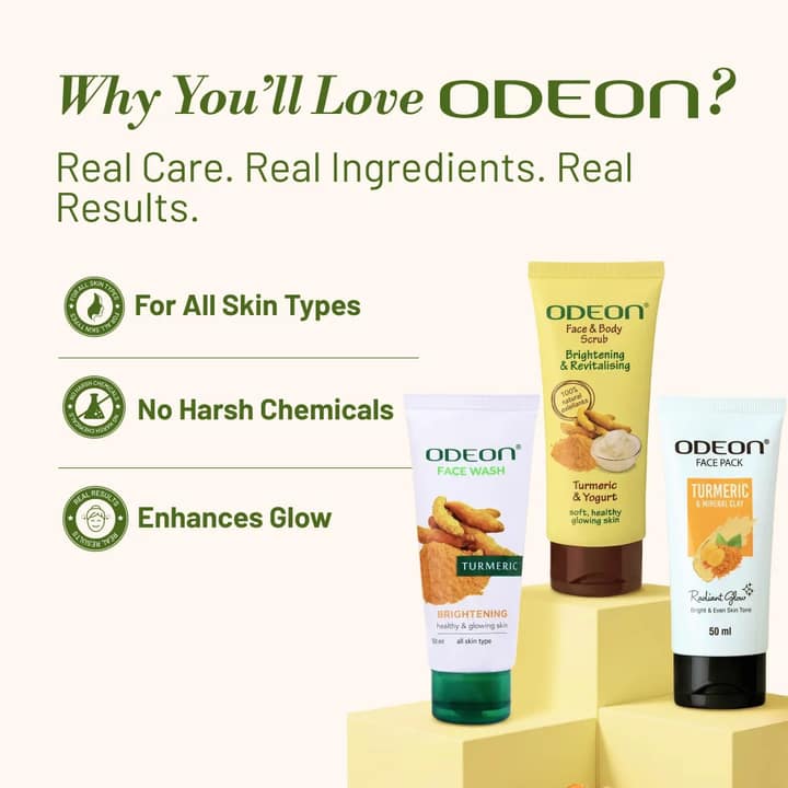 ODEON Turmeric Glow Kit - Home Facial Kit for Glowing Skin
