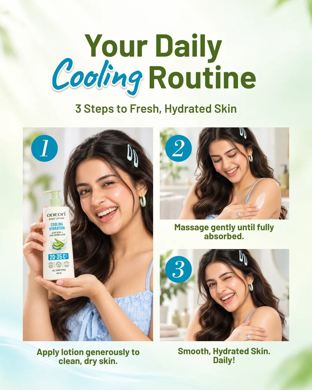 ODEON Cooling Hydration Body Lotion with Aloe Vera & Hyaluronic Acid | 400ml