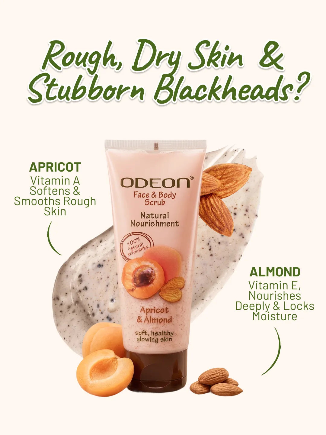 ODEON Apricot & Almond Face Scrub for Blackheads | Nourishing Vitamin Scrub | 100ml