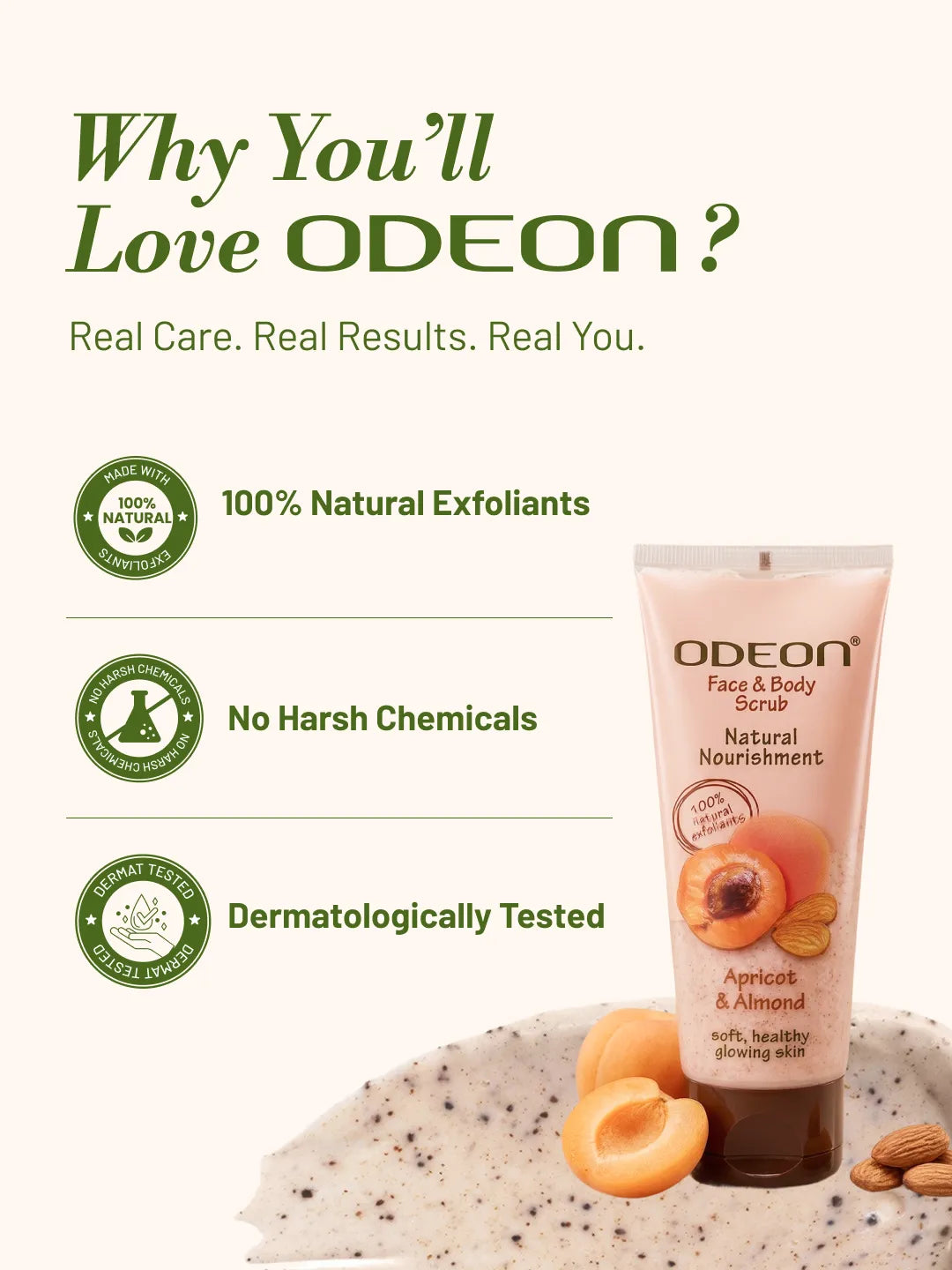 ODEON Apricot & Almond Face Scrub for Blackheads | Nourishing Vitamin Scrub | 100ml
