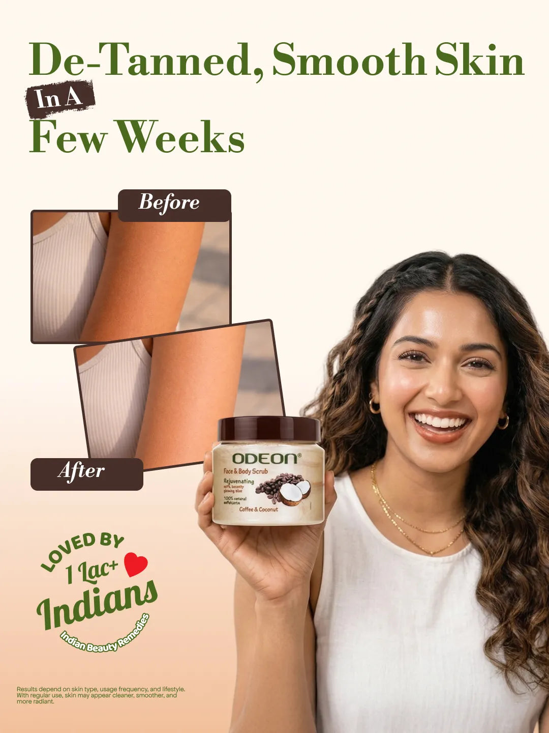 ODEON Coffee & Coconut Body Scrub for De-Tan, Smooth Skin & Natural Glow | 300ml