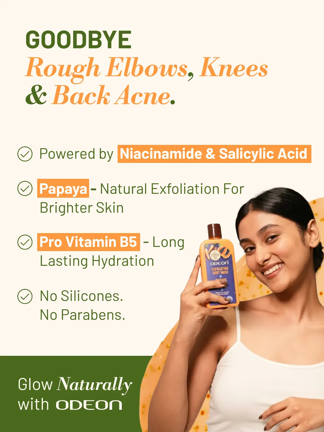 ODEON Papaya & Carrot Exfoliating Body Wash for Brightening & Even-Toned Skin | 270ml