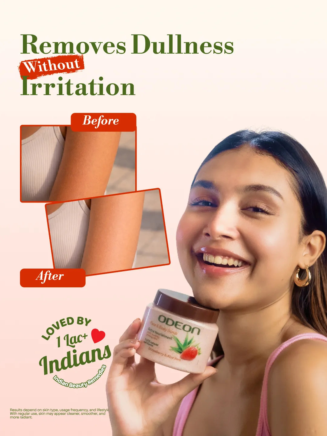 ODEON Strawberry & Aloe Vera Body Scrub – Soothing Glow Exfoliator for Sensitive Skin | 300ml