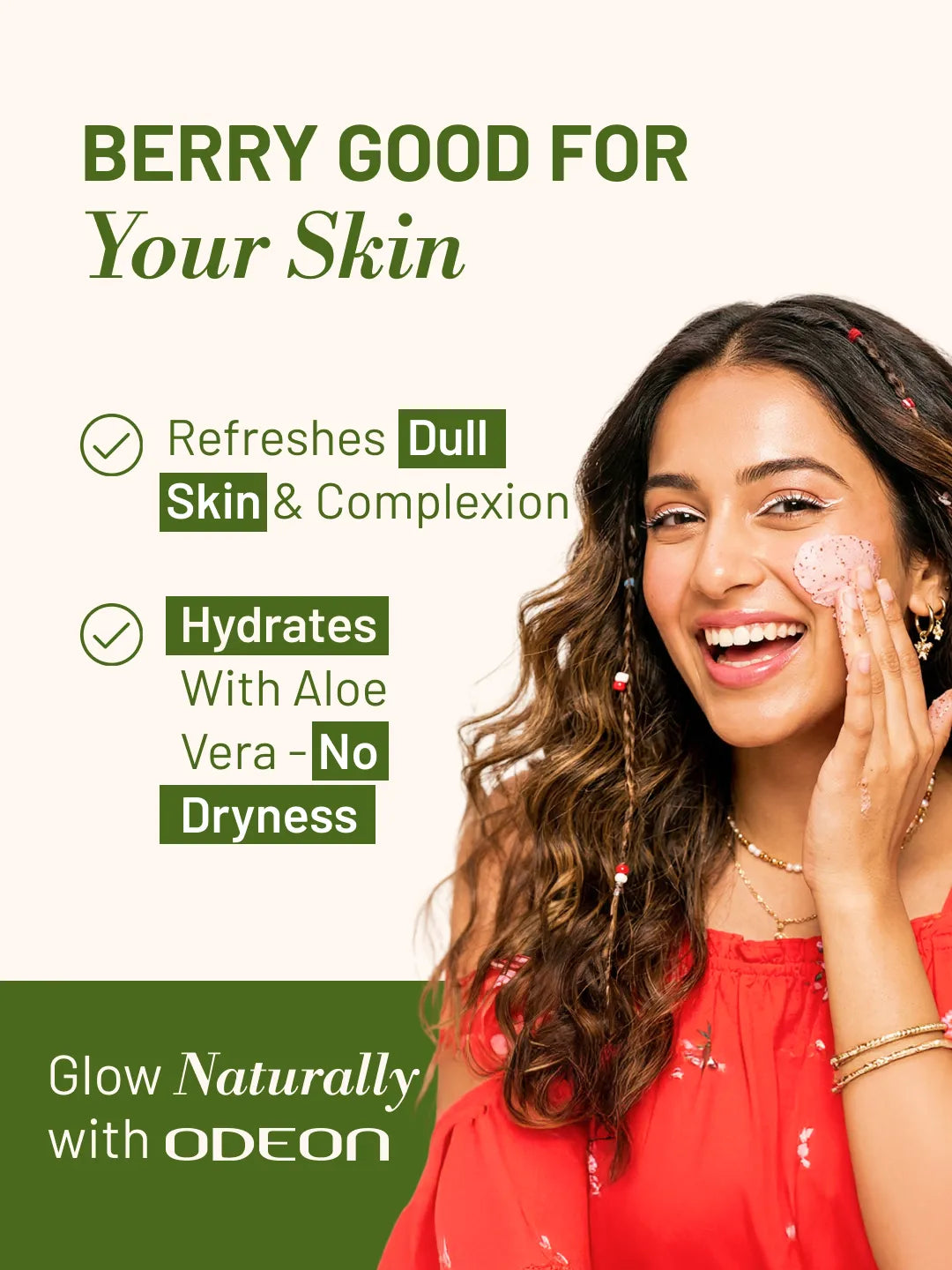 ODEON Strawberry & Aloe Vera Face Scrub | Hydrating Brightening Scrub for Sensitive Skin | 100ml