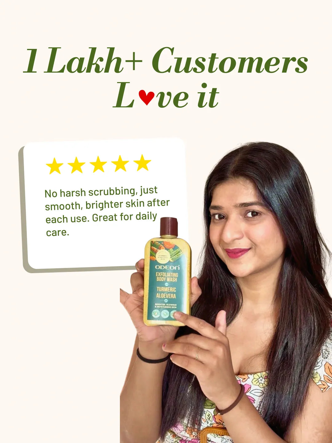 ODEON Turmeric & Aloe Vera Exfoliating Body Wash for Tan Removal & Bridal Glow | 270ml